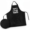 Rosoz Funny BBQ Black Chef Aprons for Men, I Cook and I Know Things Adjustable Kitchen Cooking Aprons with Pocket Waterproof Oil Proof Father’s Day/Birthday-2