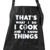 Rosoz Funny BBQ Black Chef Aprons for Men, I Cook and I Know Things Adjustable Kitchen Cooking Aprons with Pocket Waterproof Oil Proof Father’s Day/Birthday-0