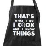 Rosoz Funny BBQ Black Chef Aprons for Men, I Cook and I Know Things Adjustable Kitchen Cooking Aprons with Pocket Waterproof Oil Proof Father’s Day/Birthday-0