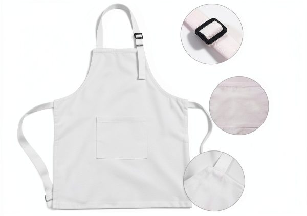 Kids Apron and Chef Hat Set, Adjustable Cotton Child Aprons with Large Pocket White Girls Boys Kitchen Bib Aprons for Cooking Baking Painting-3