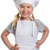 Kids Apron and Chef Hat Set, Adjustable Cotton Child Aprons with Large Pocket White Girls Boys Kitchen Bib Aprons for Cooking Baking Painting-0