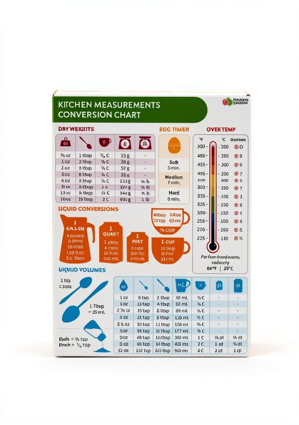 Kitchen Conversion Chart Magnet 8x6 by Momo & Nashi Plastic Magnet-2